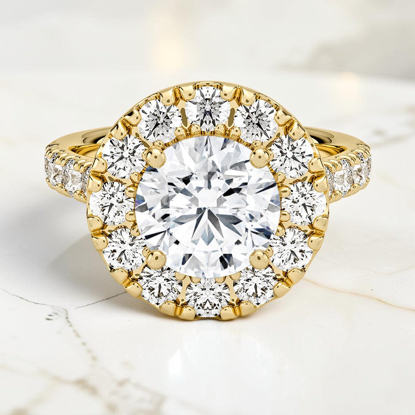 Aurelia Halo Diamond Ring in 14K Yellow Gold