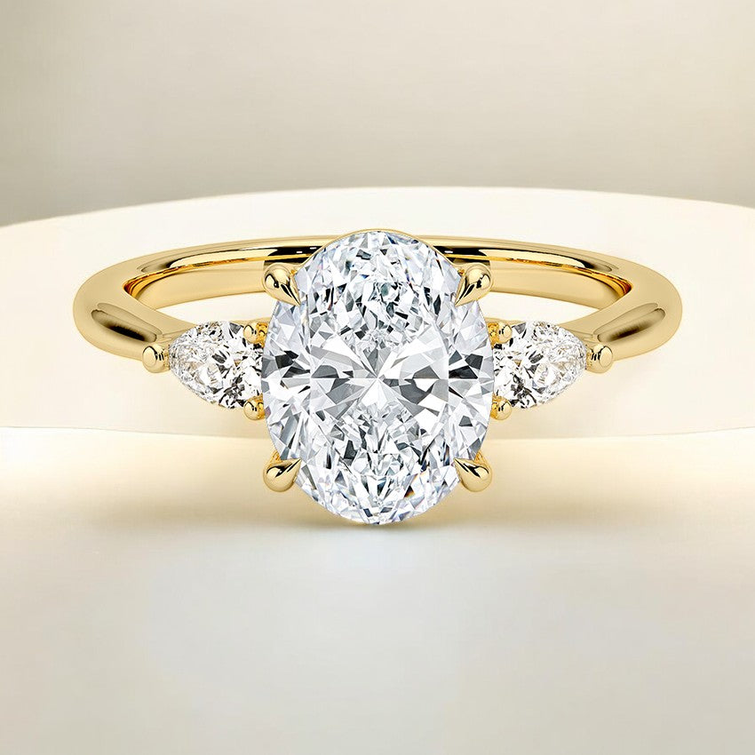 Petite Opera Three Stone Lab Grown Diamond Engagement Ring
