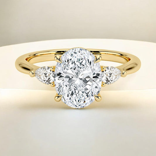 Petite Opera Three Stone Lab Grown Diamond Engagement Ring