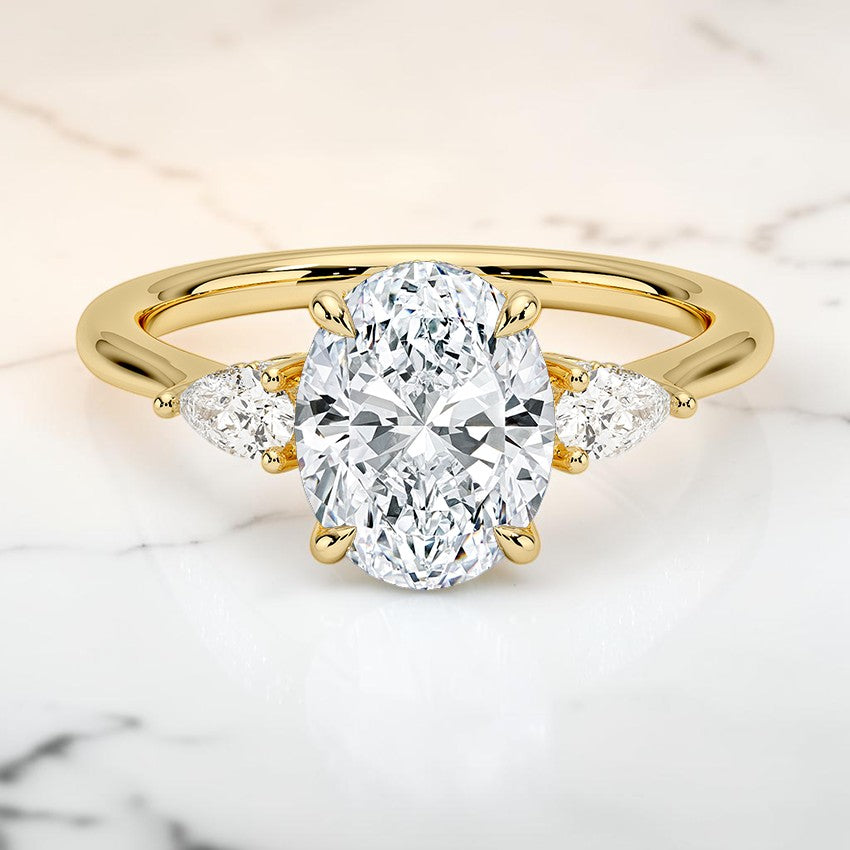 Adoria Petite Opera Three Stone Diamond Ring in 14K Yellow Gold
