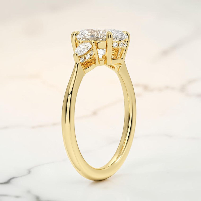 Adoria Petite Opera Three Stone Diamond Ring in 14K Yellow Gold