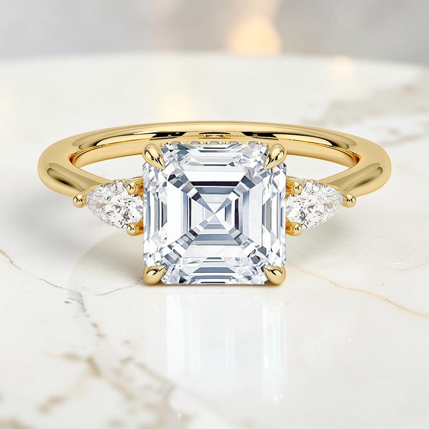 Adoria Petite Opera Three Stone Diamond Ring in 14K Yellow Gold