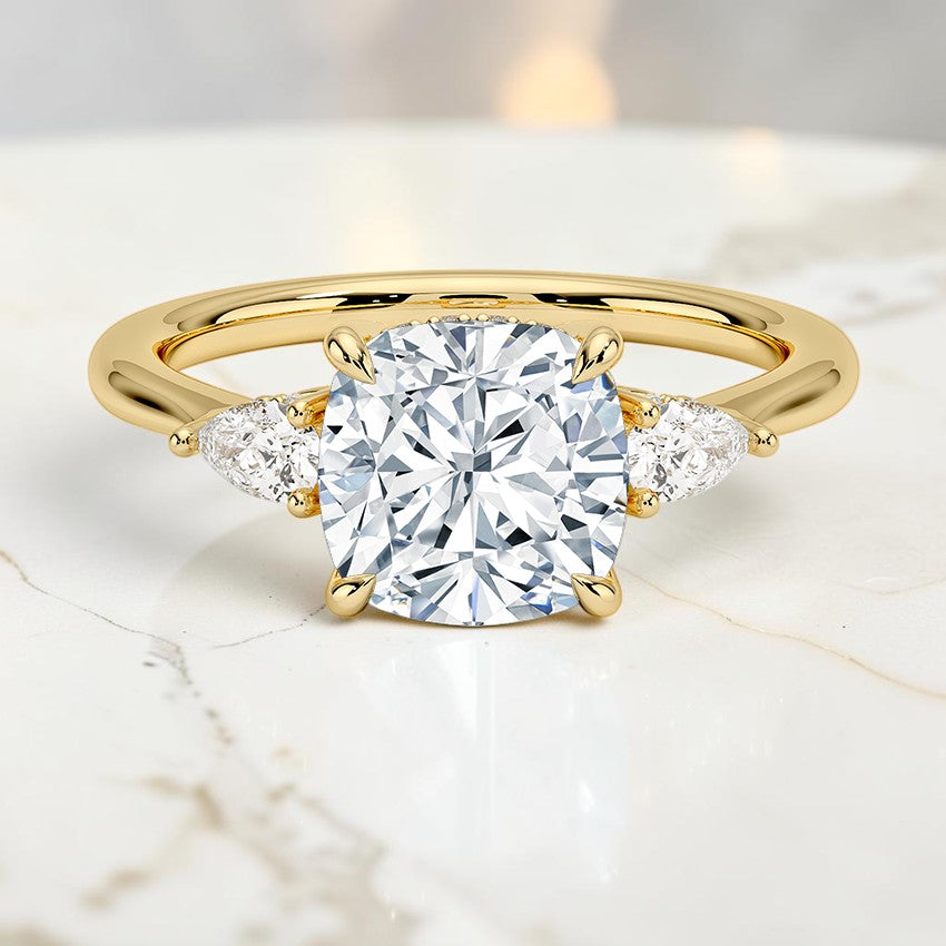 Adoria Petite Opera Three Stone Diamond Ring in 14K Yellow Gold
