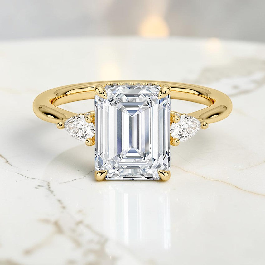 Adoria Petite Opera Three Stone Diamond Ring in 14K Yellow Gold