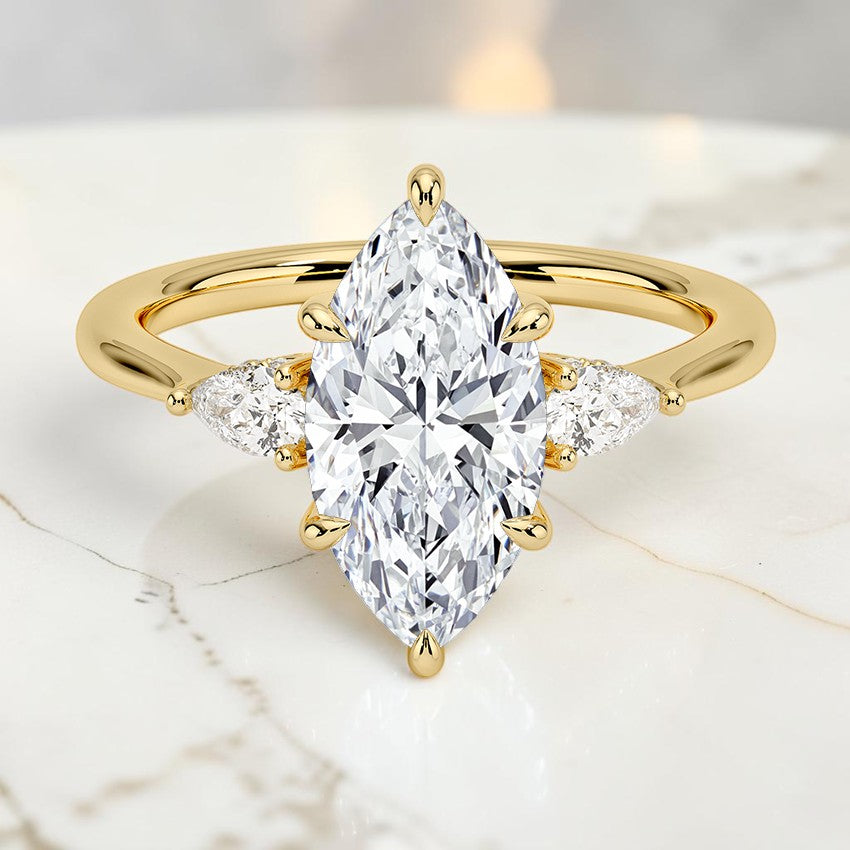 Adoria Petite Opera Three Stone Diamond Ring in 14K Yellow Gold