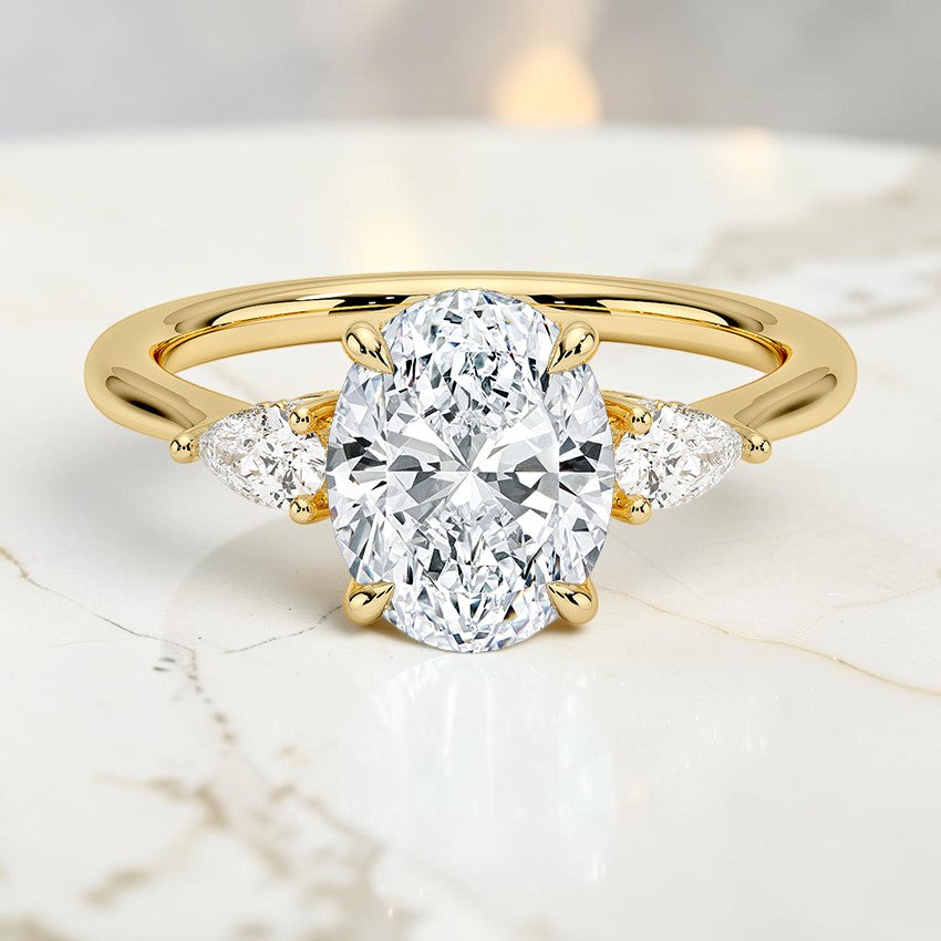 Adoria Petite Opera Three Stone Diamond Ring in 14K Yellow Gold
