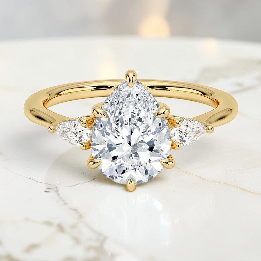 Adoria Petite Opera Three Stone Diamond Ring in 14K Yellow Gold