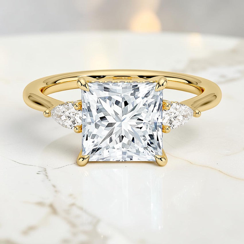Adoria Petite Opera Three Stone Diamond Ring in 14K Yellow Gold
