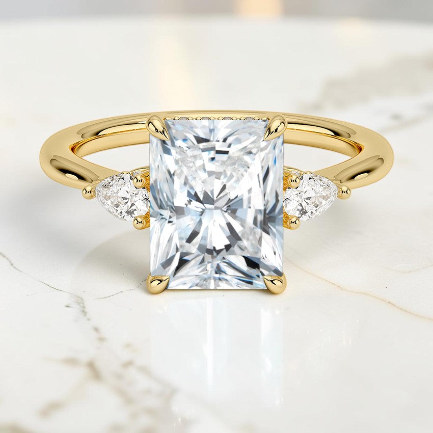 Adoria Petite Opera Three Stone Diamond Ring in 14K Yellow Gold