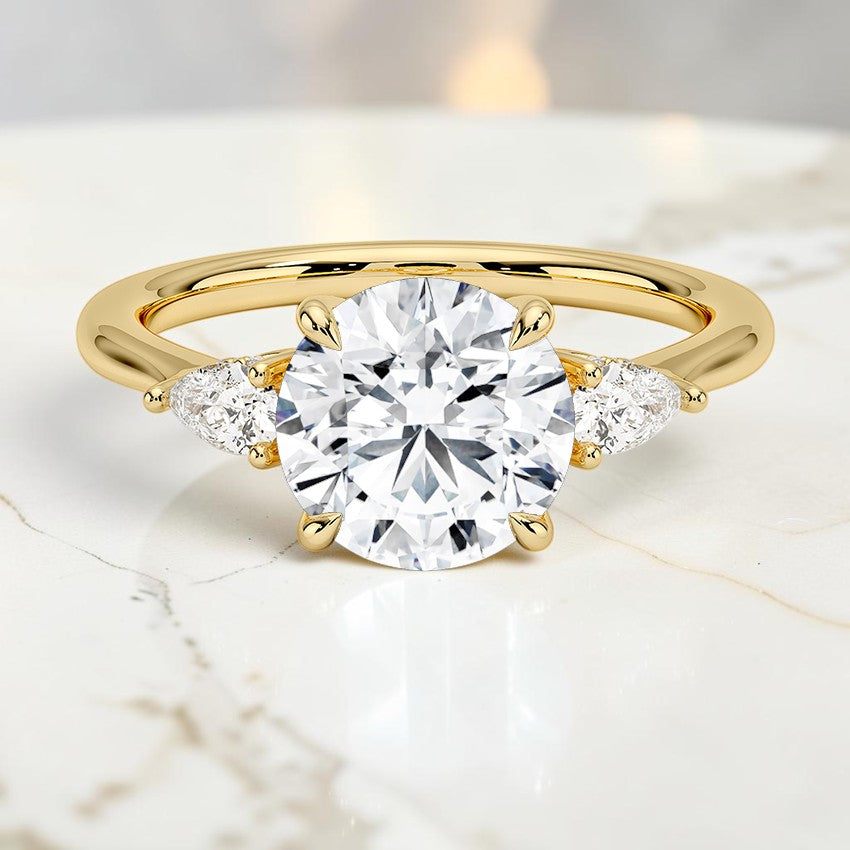 Adoria Petite Opera Three Stone Diamond Ring in 14K Yellow Gold