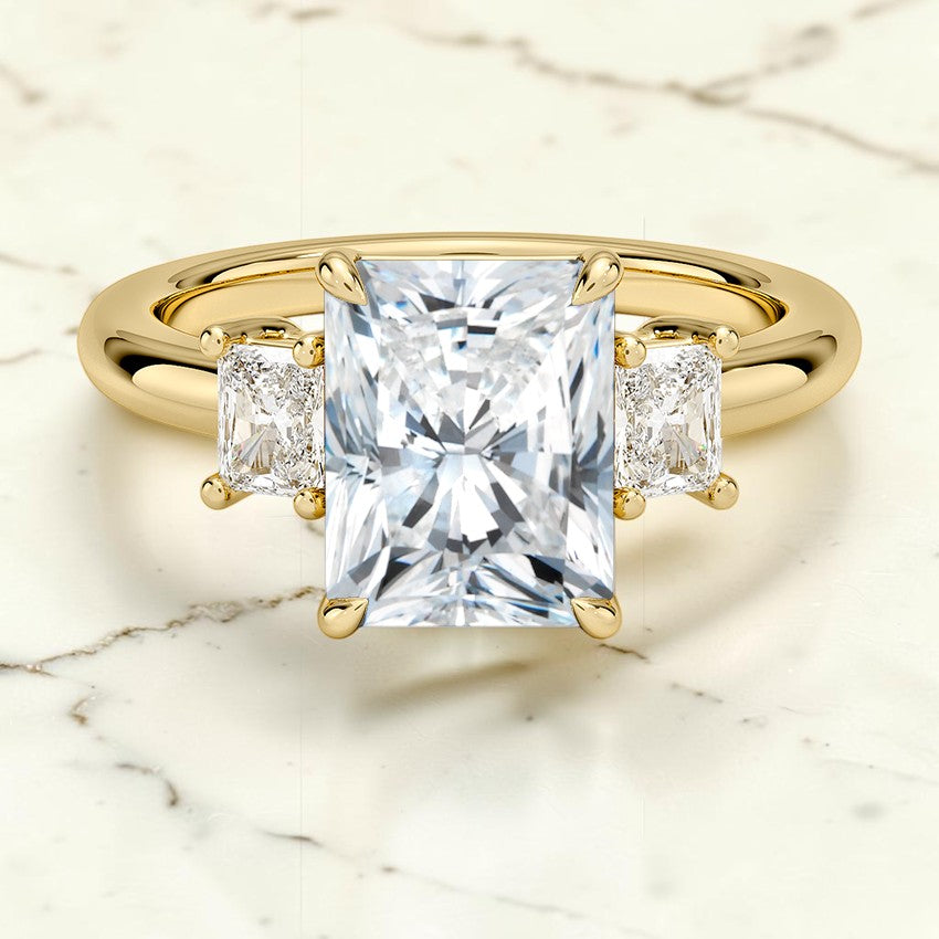 Genevieve Radiant-Cut Three Stone Diamond Ring (3/8 ct. tw.) in 14K Yellow Gold