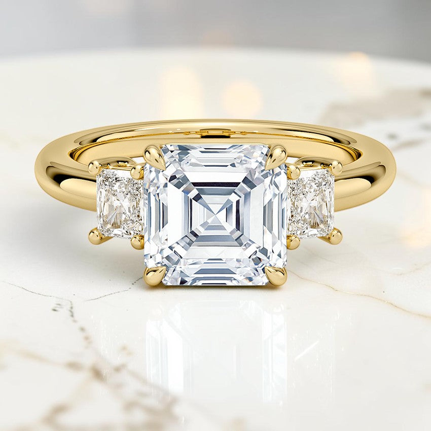 Genevieve Radiant-Cut Three Stone Diamond Ring (3/8 ct. tw.) in 14K Yellow Gold