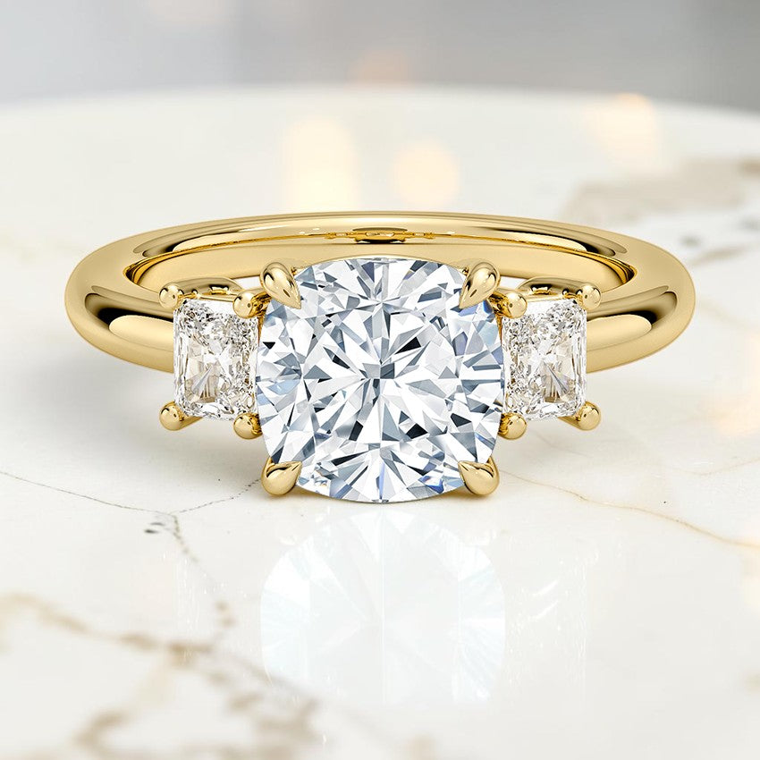 Genevieve Radiant-Cut Three Stone Diamond Ring (3/8 ct. tw.) in 14K Yellow Gold