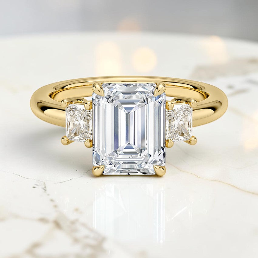 Genevieve Radiant-Cut Three Stone Diamond Ring (3/8 ct. tw.) in 14K Yellow Gold