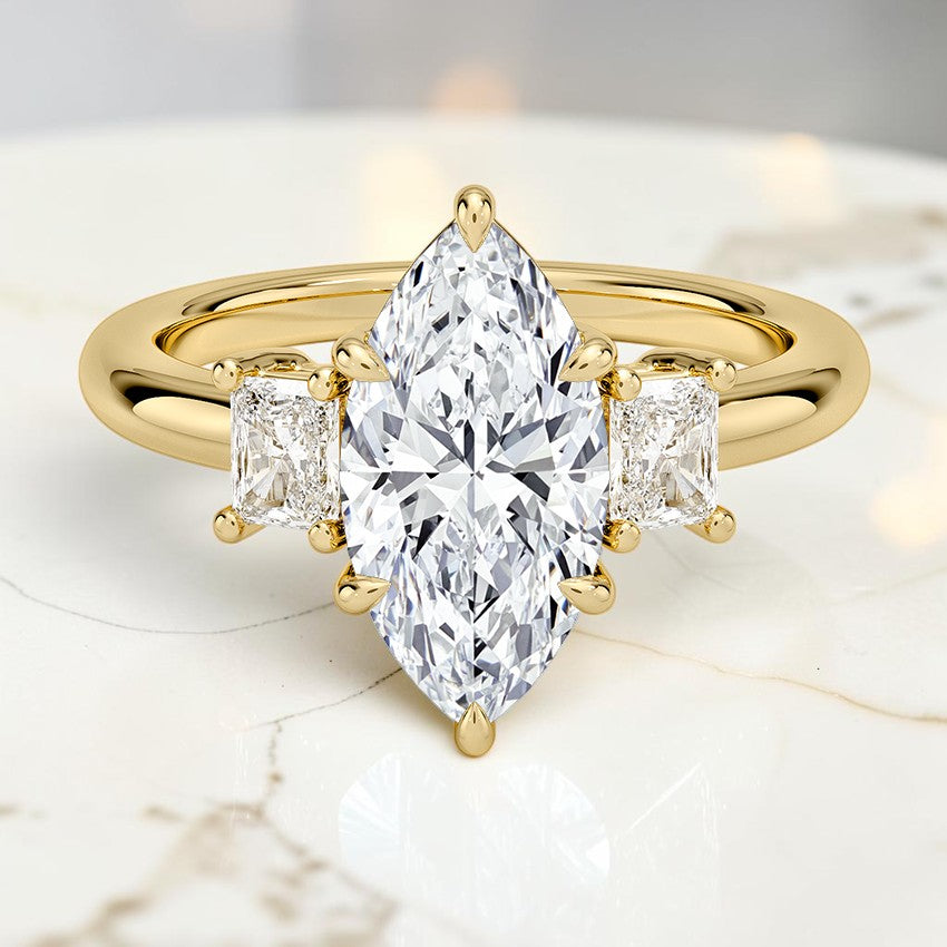 Genevieve Radiant-Cut Three Stone Diamond Ring (3/8 ct. tw.) in 14K Yellow Gold