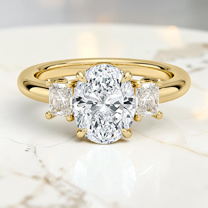 Genevieve Radiant-Cut Three Stone Diamond Ring (3/8 ct. tw.) in 14K Yellow Gold