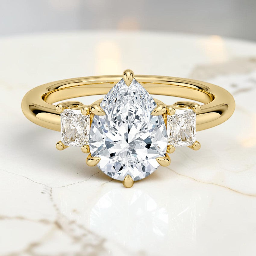 Genevieve Radiant-Cut Three Stone Diamond Ring (3/8 ct. tw.) in 14K Yellow Gold