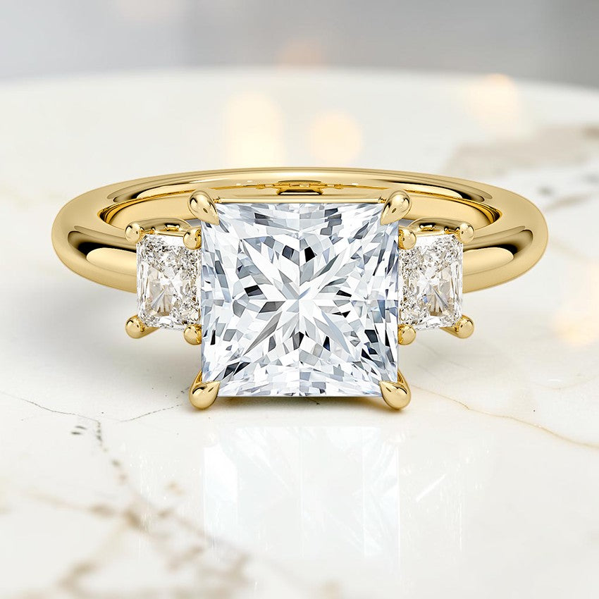 Genevieve Radiant-Cut Three Stone Diamond Ring (3/8 ct. tw.) in 14K Yellow Gold