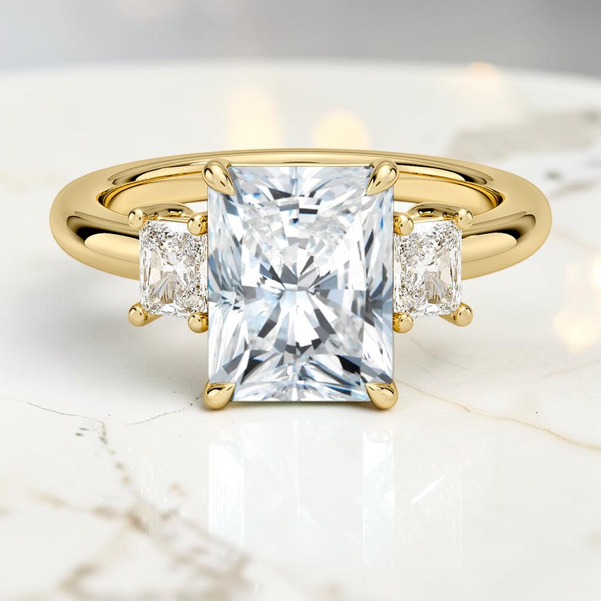 Genevieve Radiant-Cut Three Stone Diamond Ring (3/8 ct. tw.) in 14K Yellow Gold