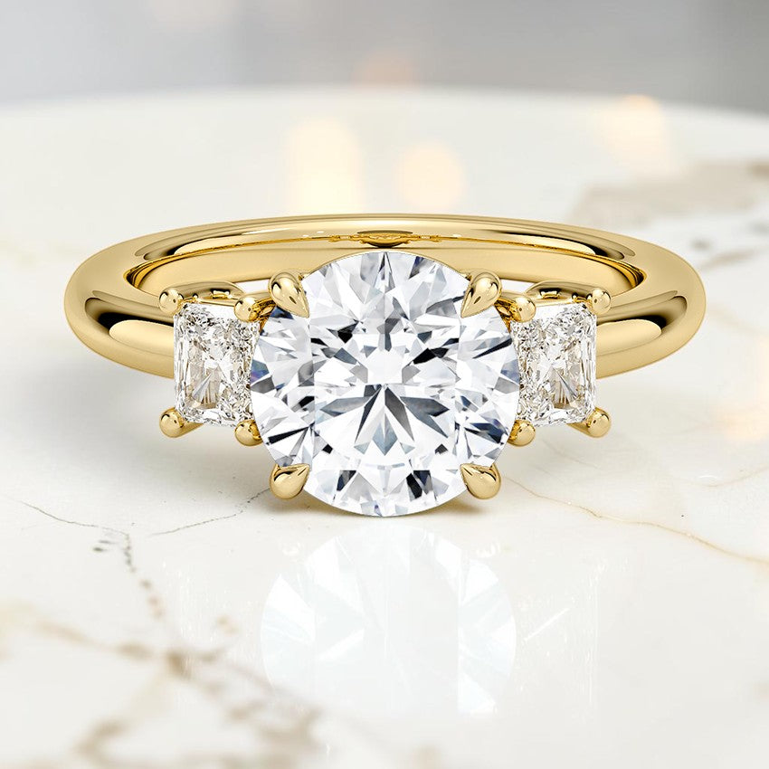 Genevieve Radiant-Cut Three Stone Diamond Ring (3/8 ct. tw.) in 14K Yellow Gold