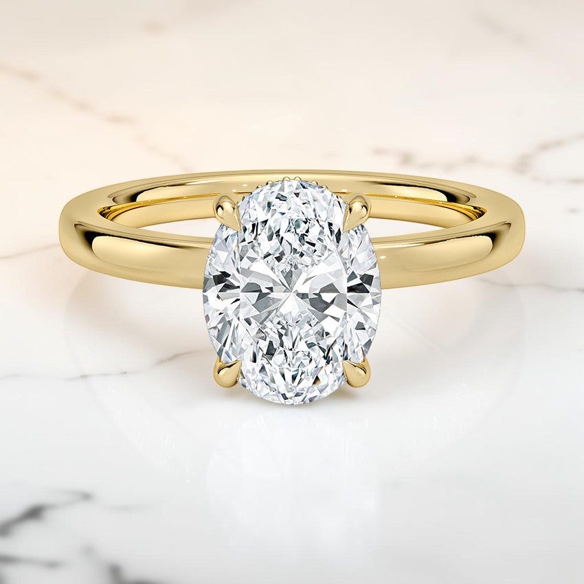Beatrice Perfect Fit Hidden Halo 2mm Diamond Ring in 14K Yellow Gold