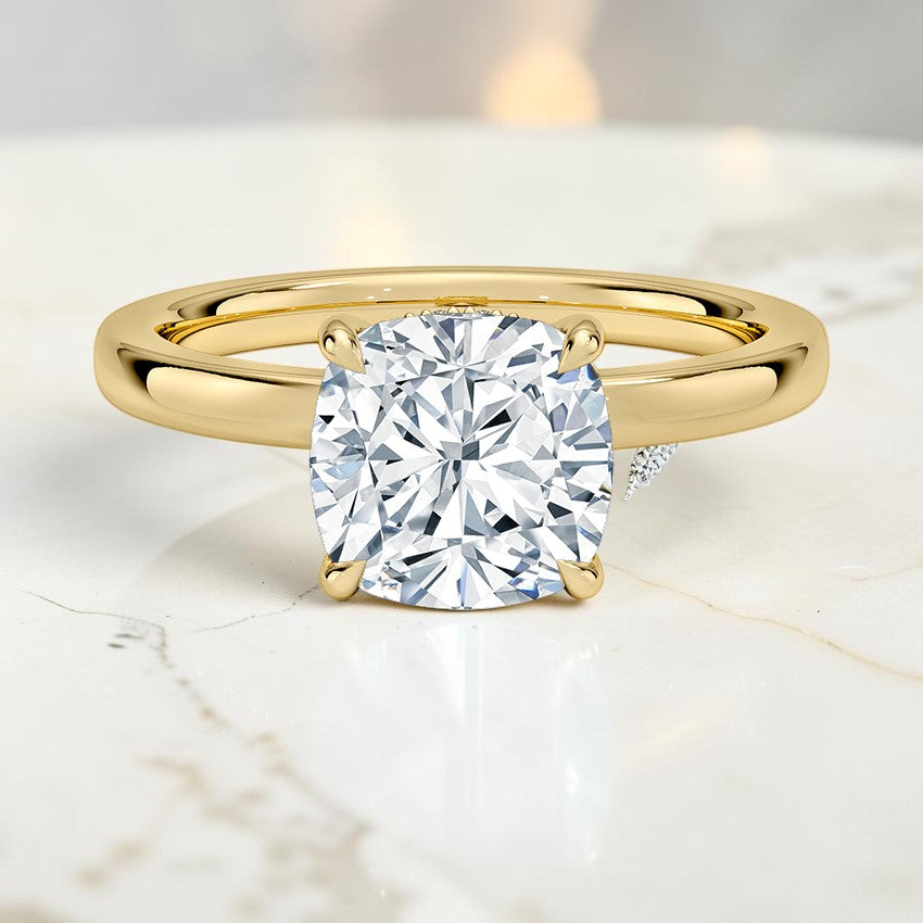 Beatrice Perfect Fit Hidden Halo 2mm Diamond Ring in 14K Yellow Gold