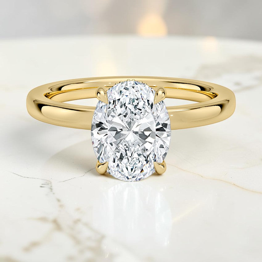 Beatrice Perfect Fit Hidden Halo 2mm Diamond Ring in 14K Yellow Gold