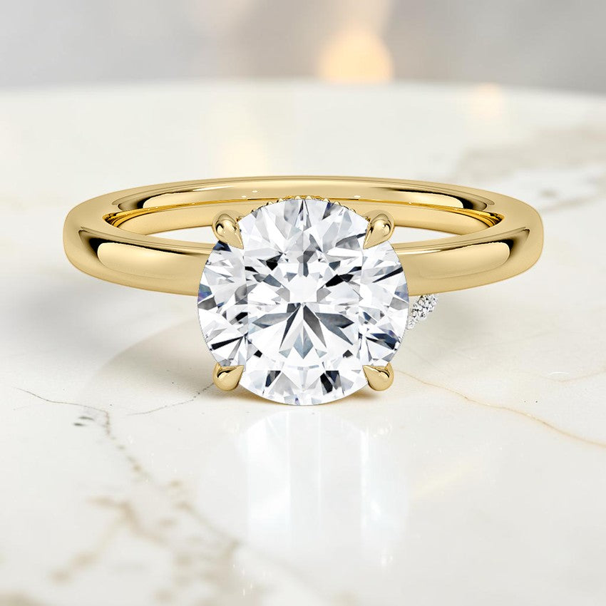 Beatrice Perfect Fit Hidden Halo 2mm Diamond Ring in 14K Yellow Gold