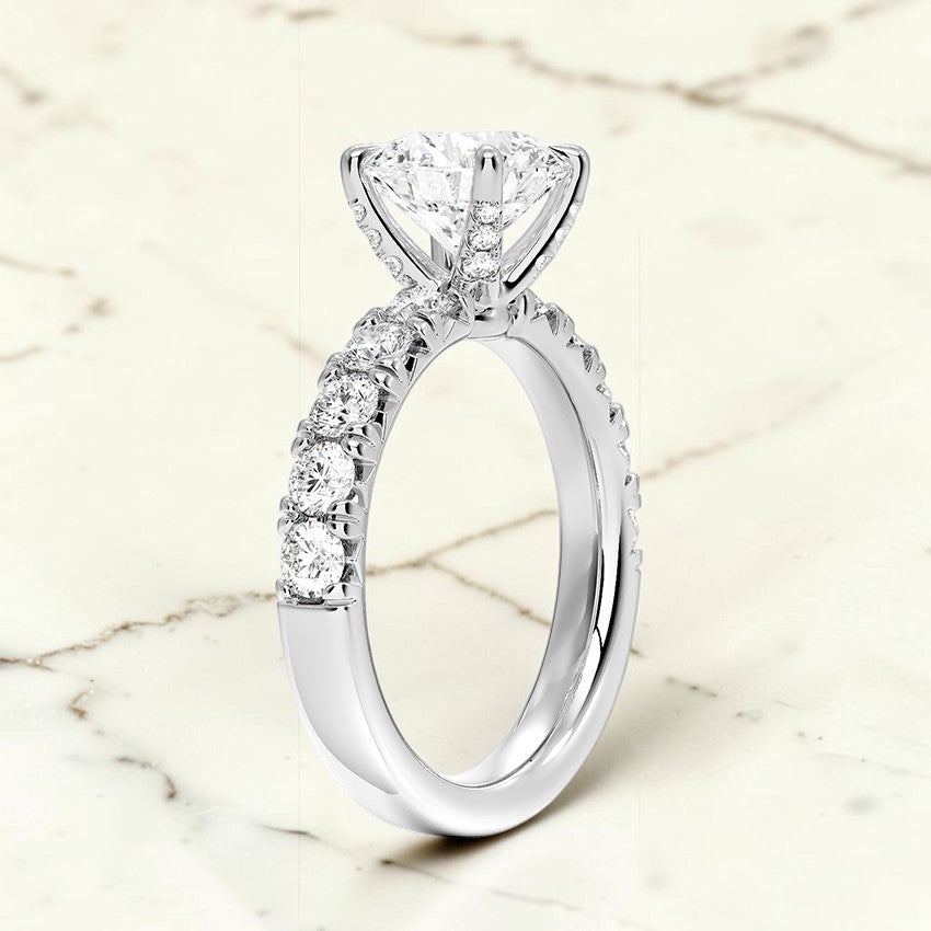 Elysia Half Coverage Diamond Ring in 14K White Gold