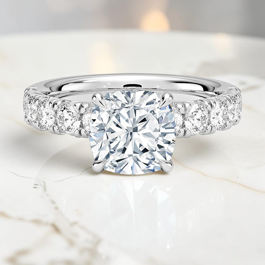 Elysia Half Coverage Diamond Ring in 14K White Gold