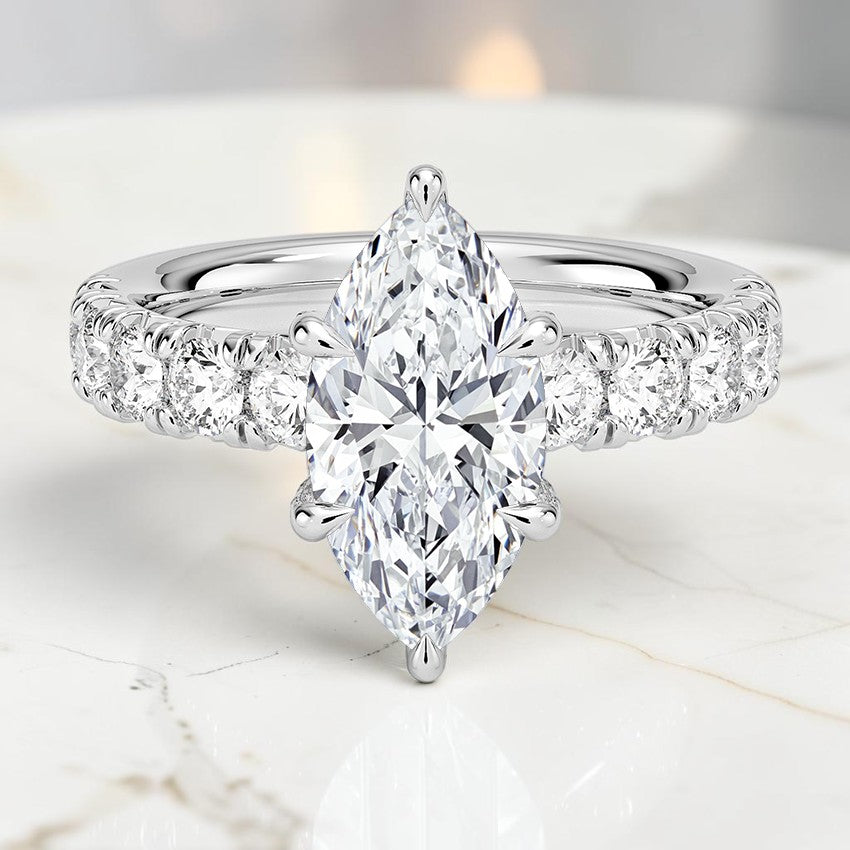 Elysia Half Coverage Diamond Ring in 14K White Gold