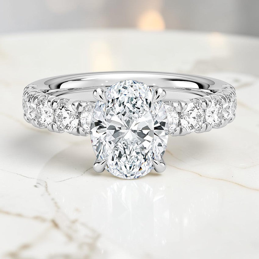 Elysia Half Coverage Diamond Ring in 14K White Gold