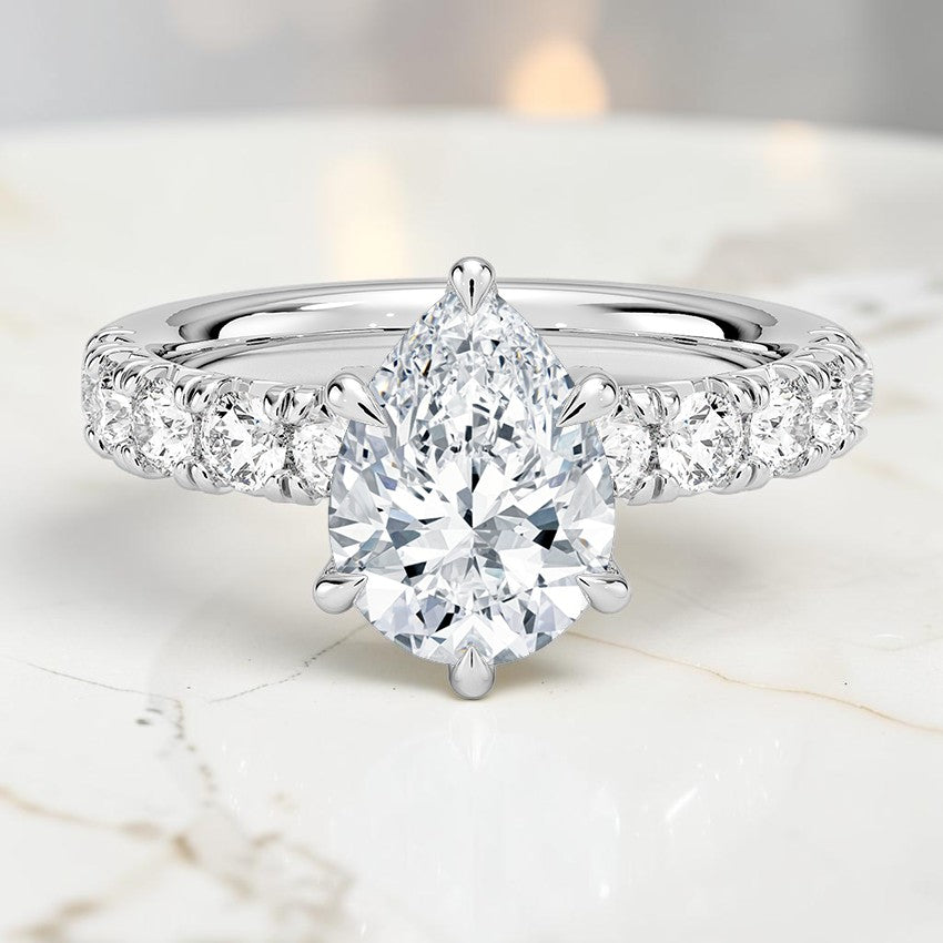 Elysia Half Coverage Diamond Ring in 14K White Gold