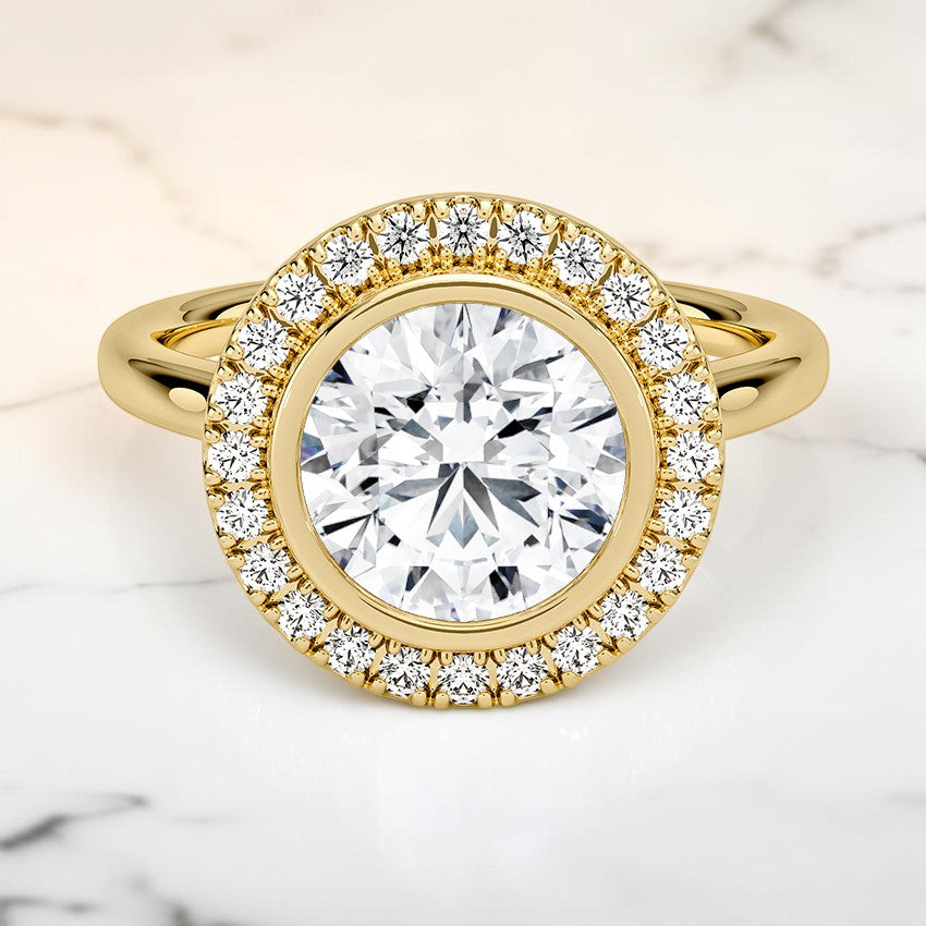 Bezel Halo Diamond Ring (1/4 ct. tw.) in 14K Yellow Gold