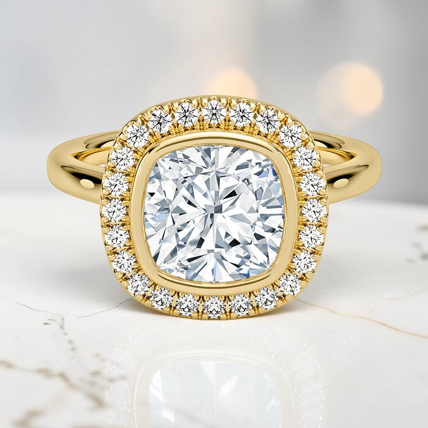 Bezel Halo Diamond Ring (1/4 ct. tw.) in 14K Yellow Gold