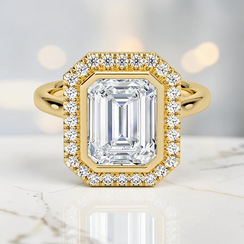 Bezel Halo Diamond Ring (1/4 ct. tw.) in 14K Yellow Gold