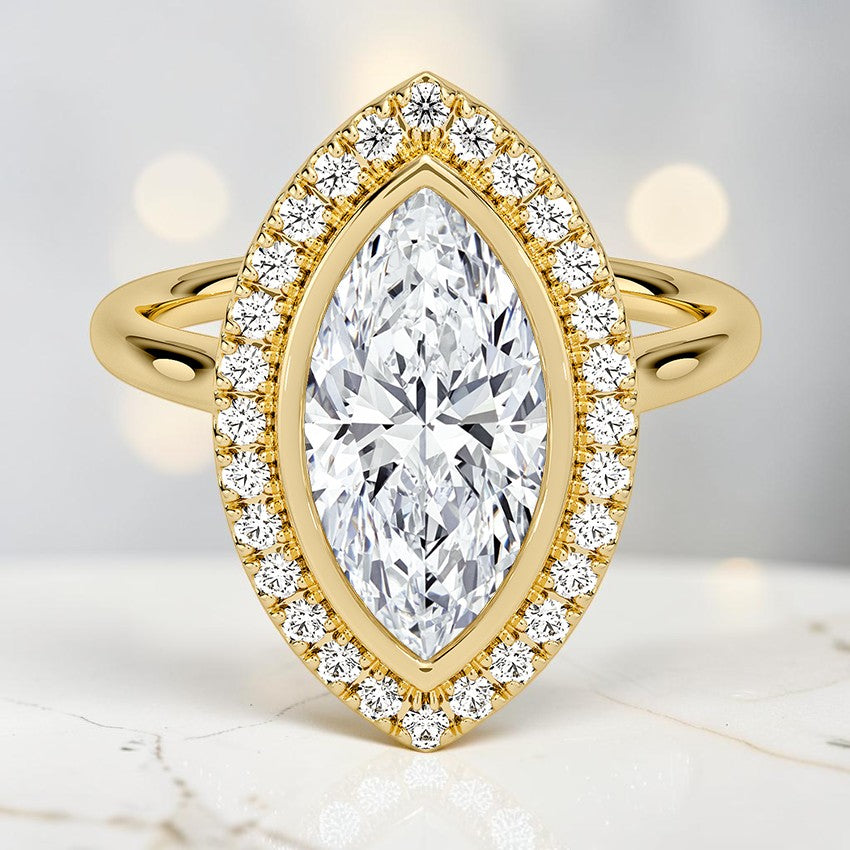 Bezel Halo Diamond Ring (1/4 ct. tw.) in 14K Yellow Gold