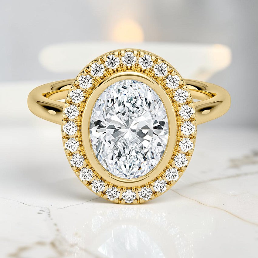 Bezel Halo Diamond Ring (1/4 ct. tw.) in 14K Yellow Gold