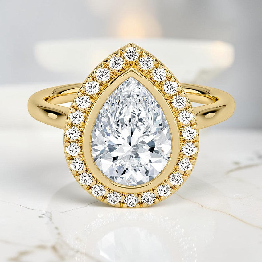 Bezel Halo Diamond Ring (1/4 ct. tw.) in 14K Yellow Gold