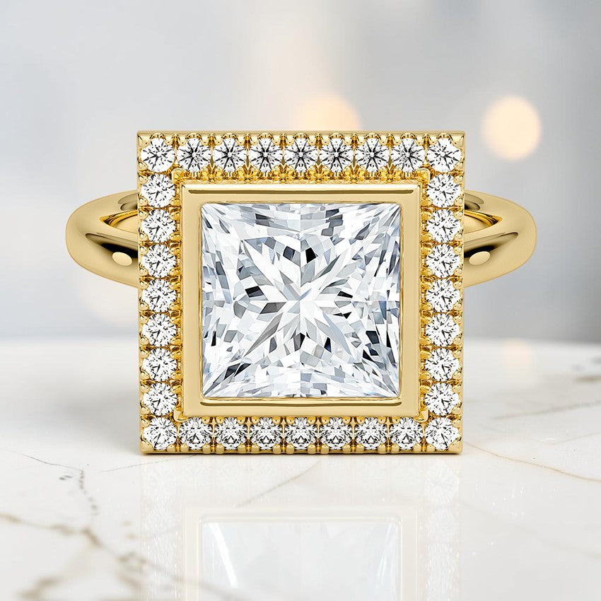 Bezel Halo Diamond Ring (1/4 ct. tw.) in 14K Yellow Gold