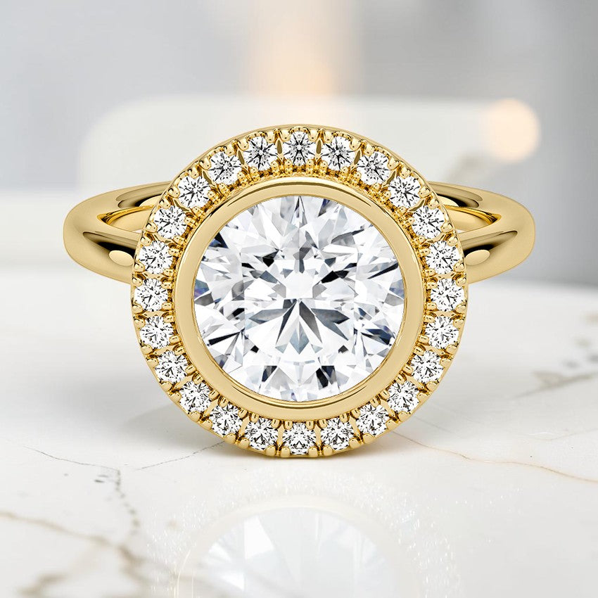 Bezel Halo Diamond Ring (1/4 ct. tw.) in 14K Yellow Gold
