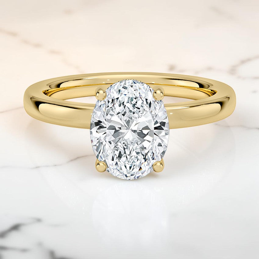 Soraya Perfect Fit Hidden Halo 2mm Diamond Ring in 14K Yellow Gold