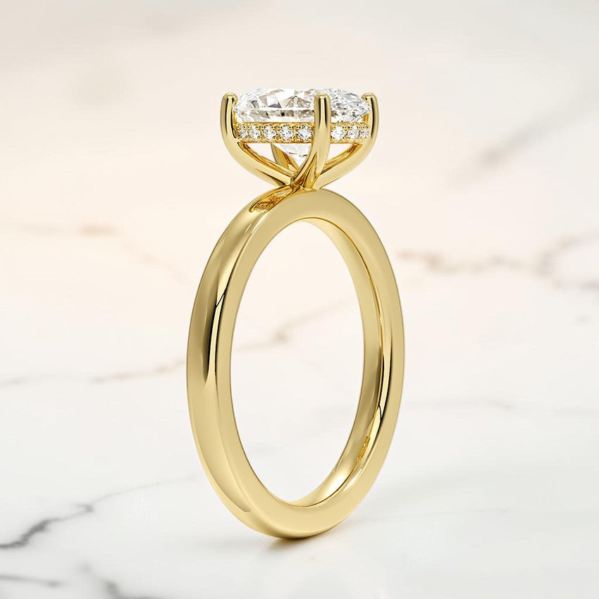 Soraya Perfect Fit Hidden Halo 2mm Diamond Ring in 14K Yellow Gold