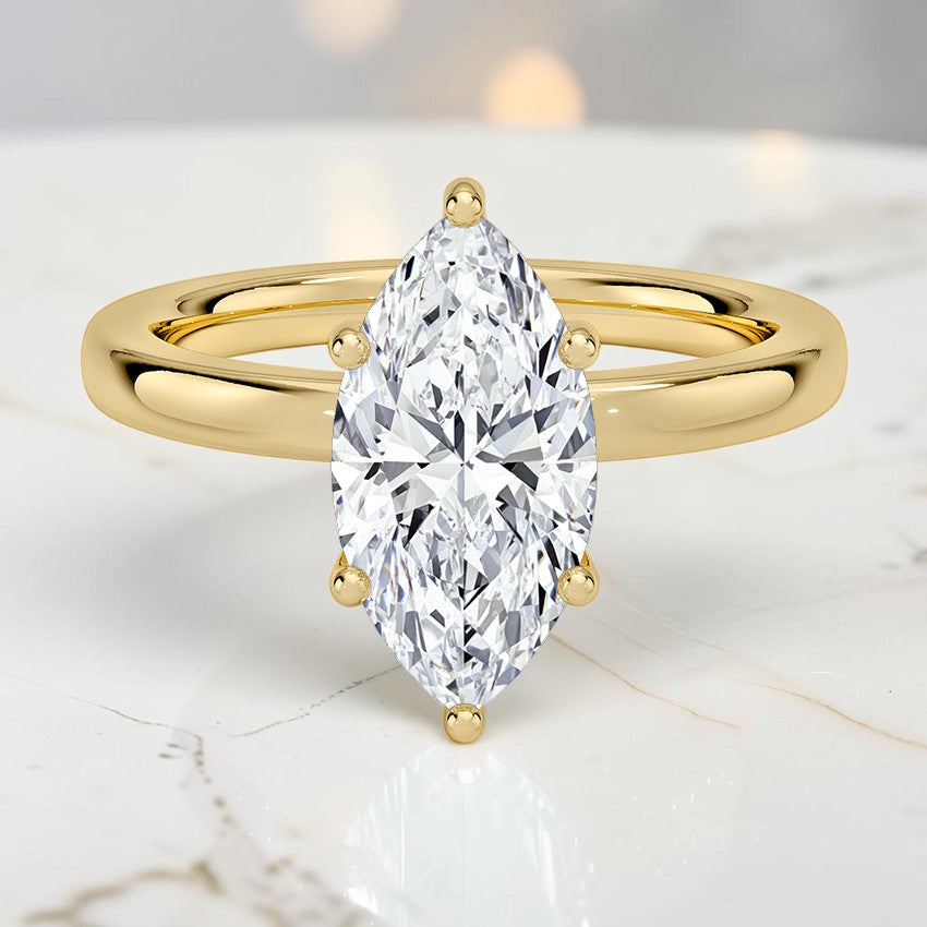 Soraya Perfect Fit Hidden Halo 2mm Diamond Ring in 14K Yellow Gold