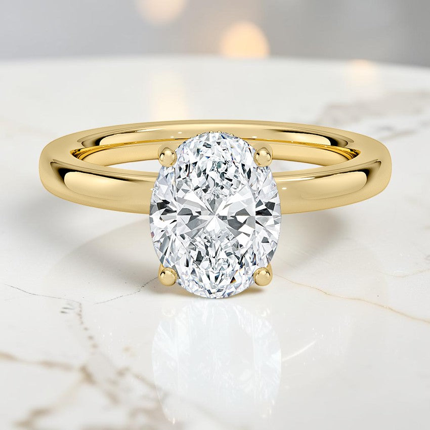 Soraya Perfect Fit Hidden Halo 2mm Diamond Ring in 14K Yellow Gold