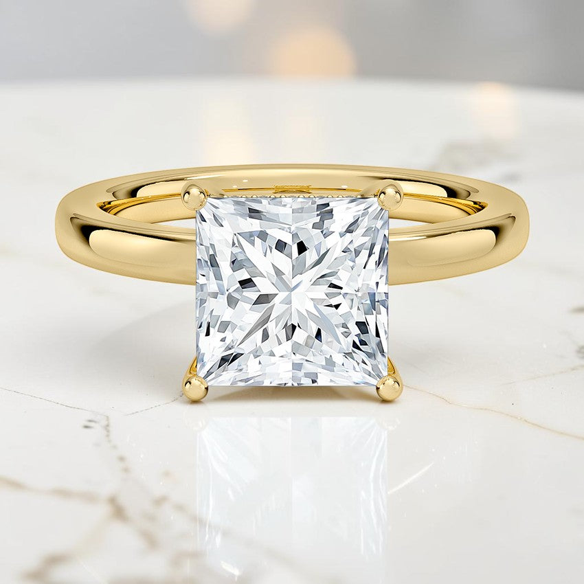 Soraya Perfect Fit Hidden Halo 2mm Diamond Ring in 14K Yellow Gold