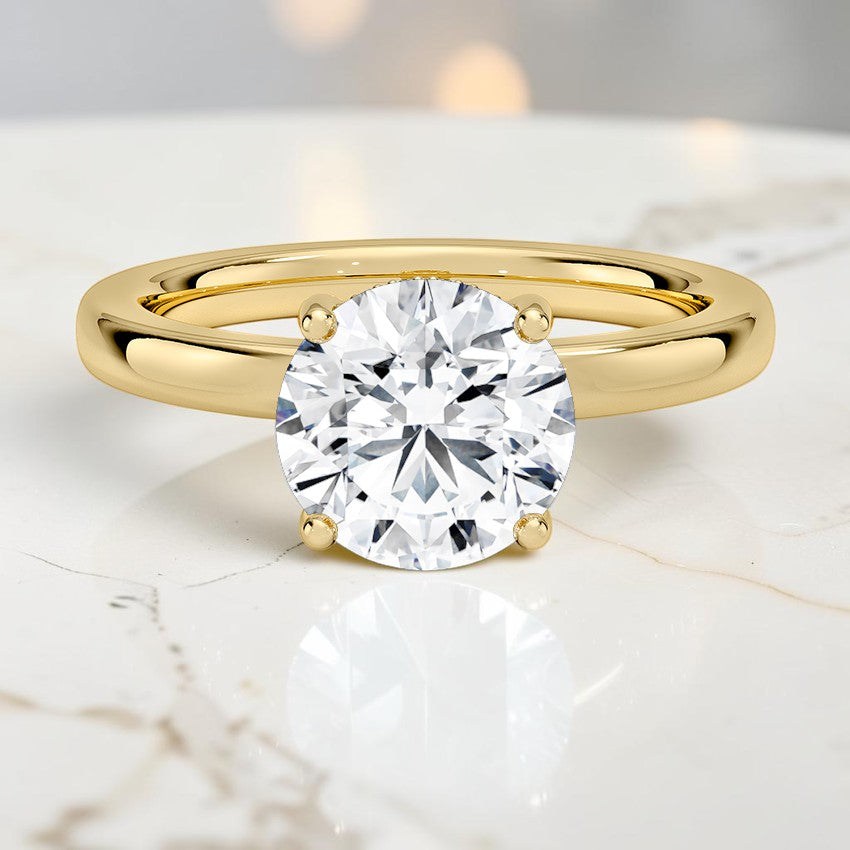 Soraya Perfect Fit Hidden Halo 2mm Diamond Ring in 14K Yellow Gold