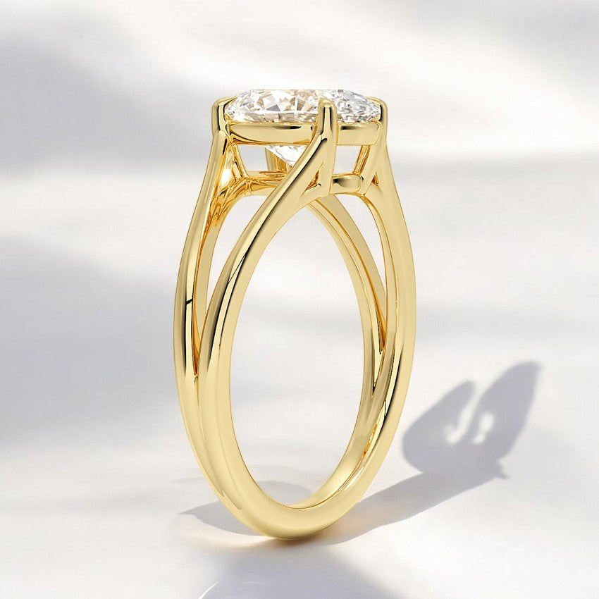 Split Shank Solitaire Lab Grown Diamond Engagement Ring - Intricately Designed for Modern Brides