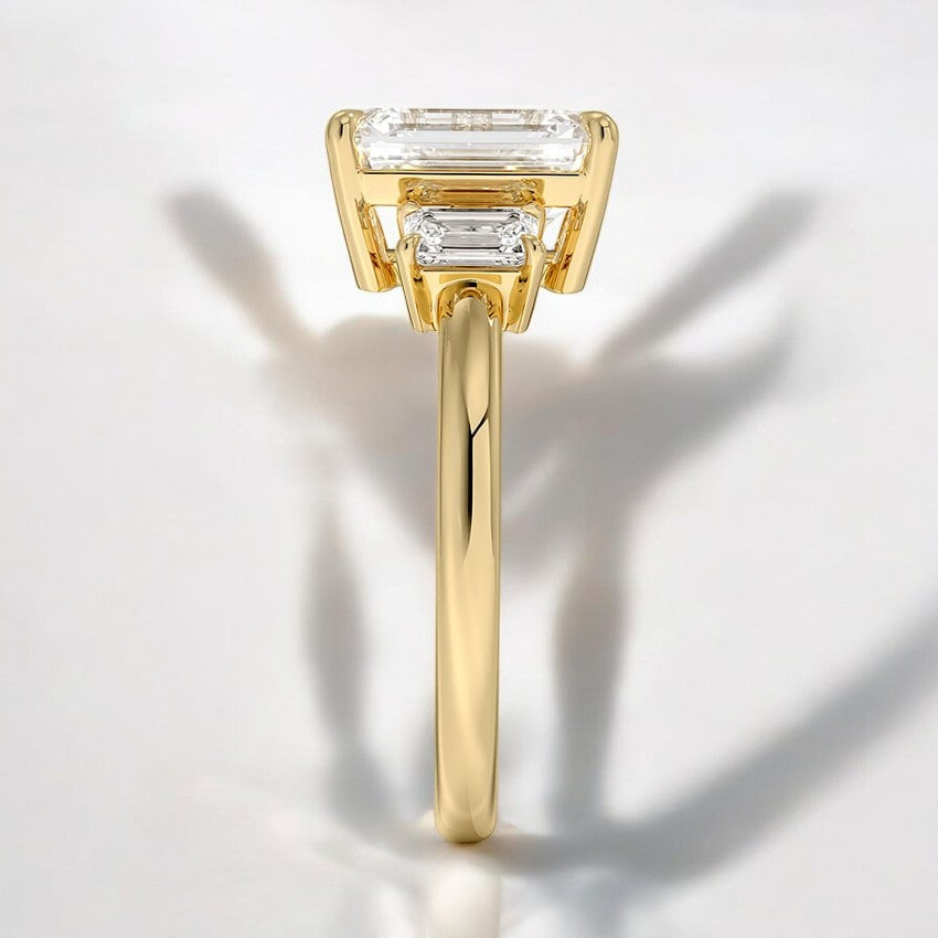 Emerald Cut Three Stone Lab Grown Diamond Engagement Ring
