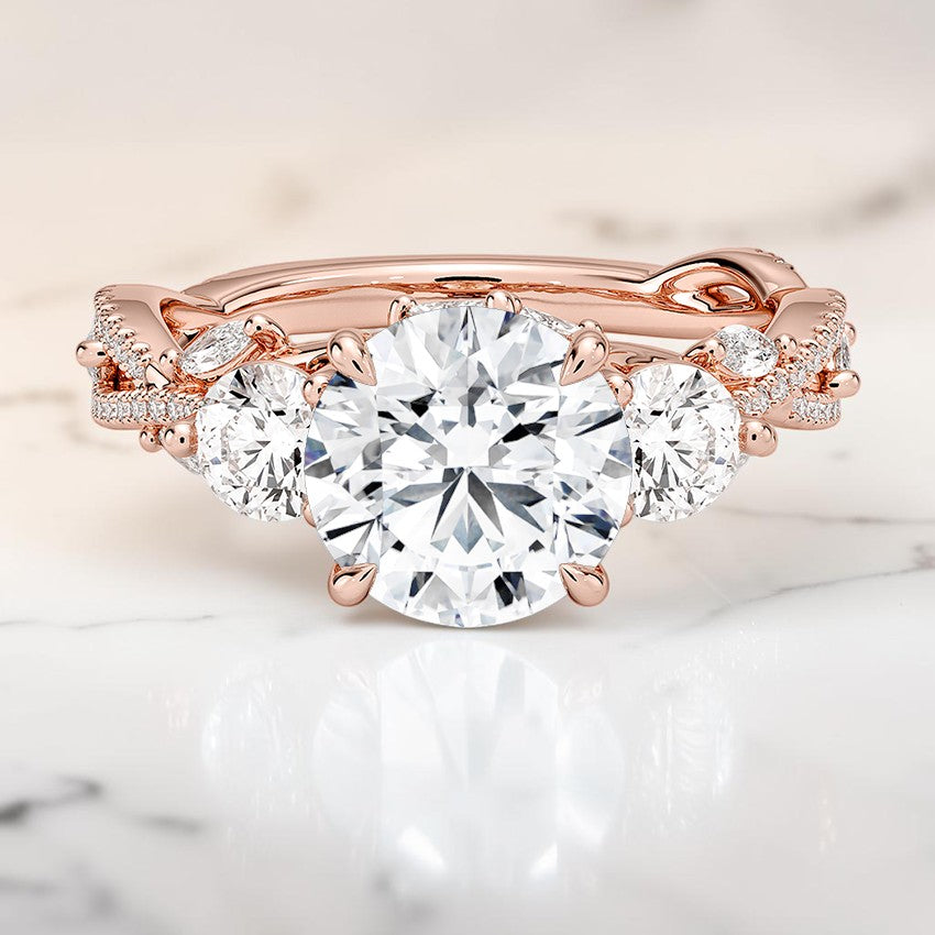 Luxe Hidden Eden Three Stone Diamond Ring (1 ct. tw.) in 14K Rose Gold